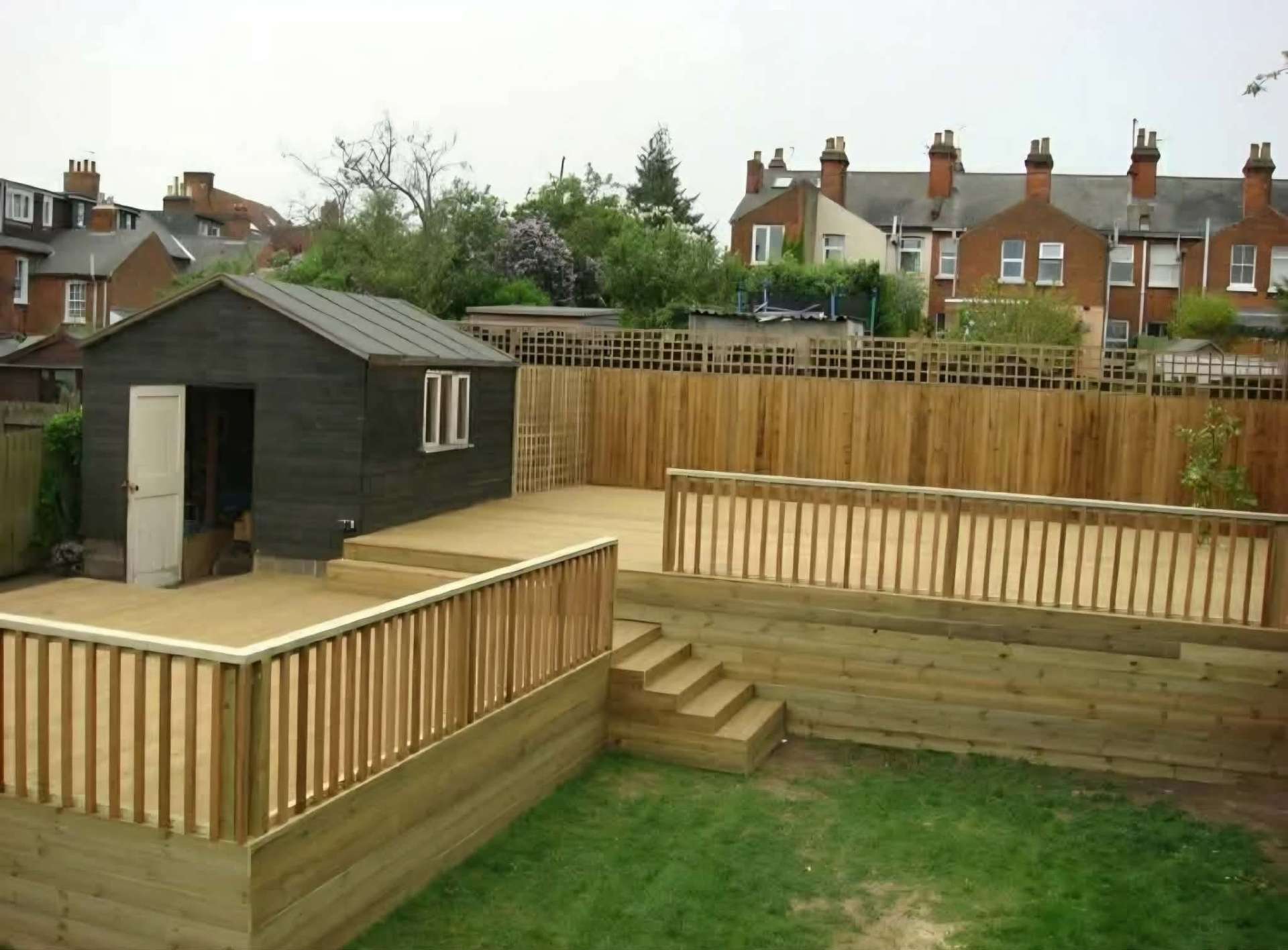 Split-level timber decking