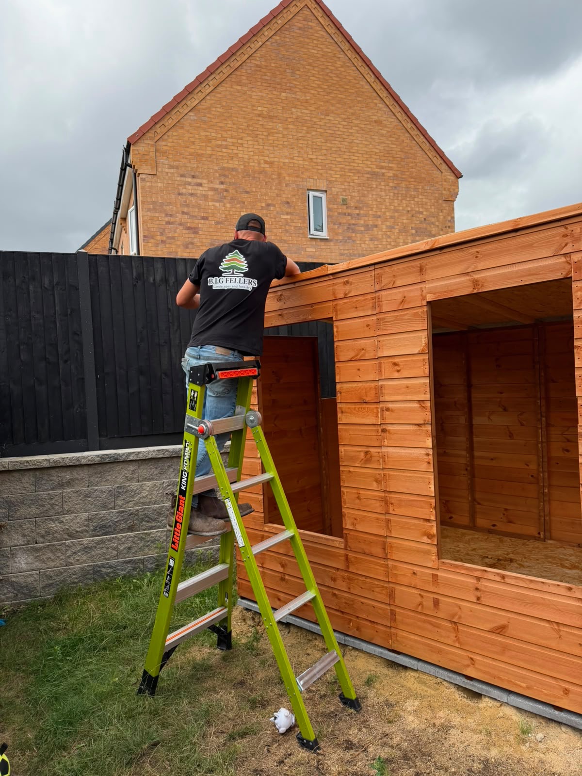 Bespoke timber garden building under construction